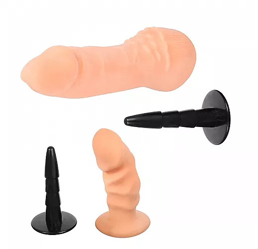 Страпон Erowoman Harness с вагинальной пробкой и «пульсирующими» венками для стимуляции - 16,5 см.