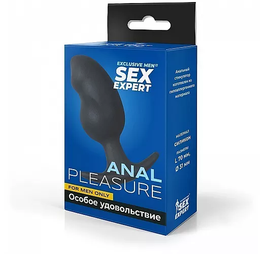 Чёрная силиконовая анальная втулка Sex Expert "Anal Pleasure" эргономичной формы - 7,5 см. Чёрная силиконовая анальная втулка Sex Expert "Anal Pleasure" эргономичной формы - 7,5 см.