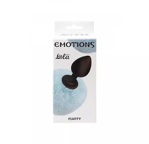Силиконовая анальная пробка Emotions "Fluffy Blue" с голубым пушистым хвостиком - 15 см.