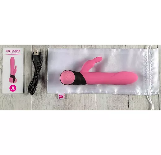 Вибромассажер с клиторальным стимулятором Mini Bonnie - 18,7 см.