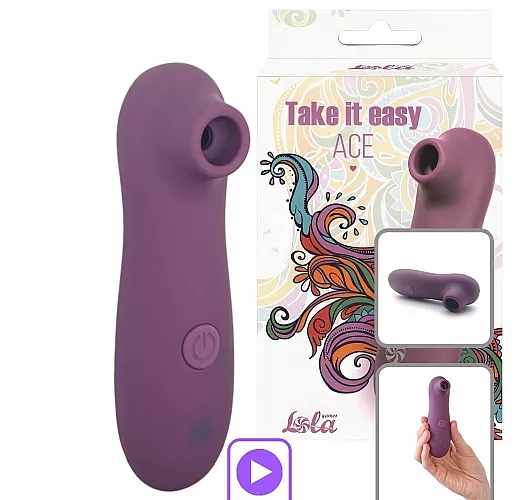Вакуумно-волновой стимулятор клитора Take It Easy "Ace Purple" c soft-touch покрытием, 10 режимов