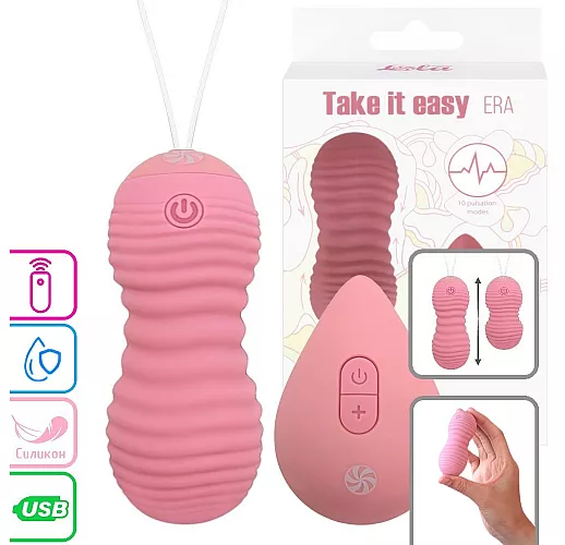 Фрикционные вагинальные виброшарики Take it Easy "Era" с 10 режимами, пультом ДУ, IPX7, USB