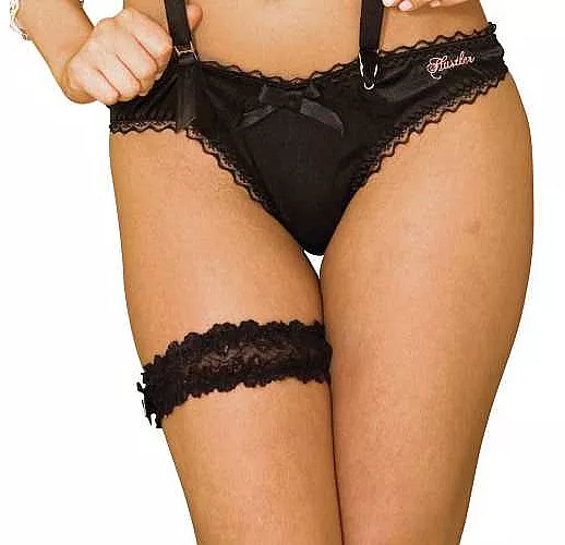 Ажурная черная подвязка на ножку Hustler
