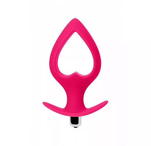 Розовая анальная вибровтулка в форме сердца - 17 см.