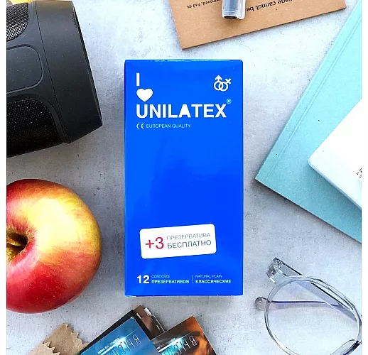 Классические презервативы Unilatex "Natural Plain" с силиконовой смазкой - 12 шт. + 3 шт. в подарок Классические презервативы Unilatex "Natural Plain" с силиконовой смазкой - 12 шт. + 3 шт. в подарок