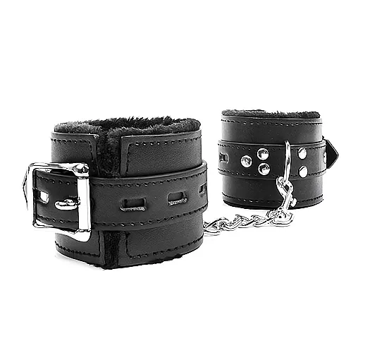 Черные наручники Domination & Submission "Like Skin" с внутренней меховой отделкой