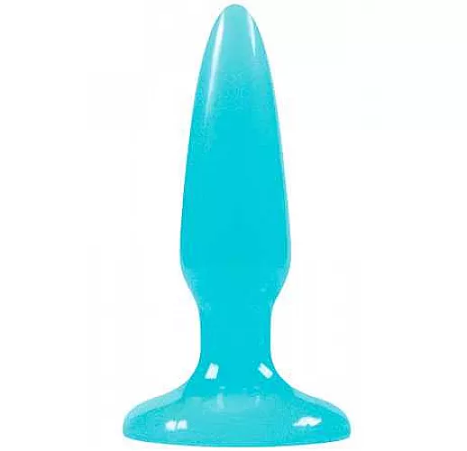 Голубая анальная пробка, светящаяся в темноте, Firefly Pleasure Plug Mini - 8,1 см