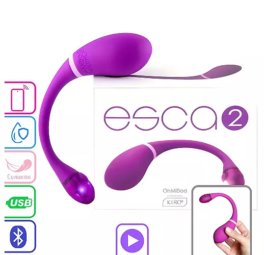 Интерактивное виброяйцо OhMiBod "Esca 2" by Kiiroo для публичных игр, IPX6, USB, Bluetooth/App