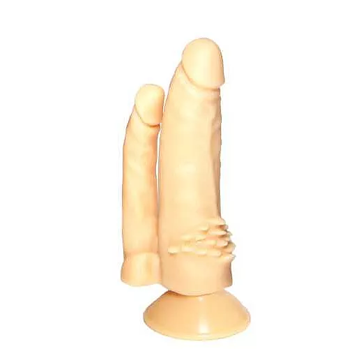 Анально-вагинальный фаллоимитатор с шипами на присоске - 15,5 см.