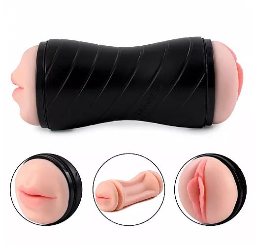 Двусторонний мастурбатор Gina в тубе - вагина и ротик