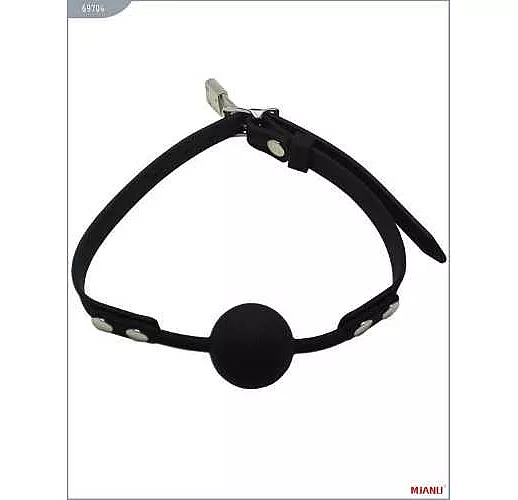 Чёрный силиконовый кляп с фиксацией