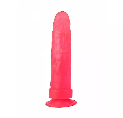 Розовый гелевый стимулятор-фаллос на присоске - 20,5 см.