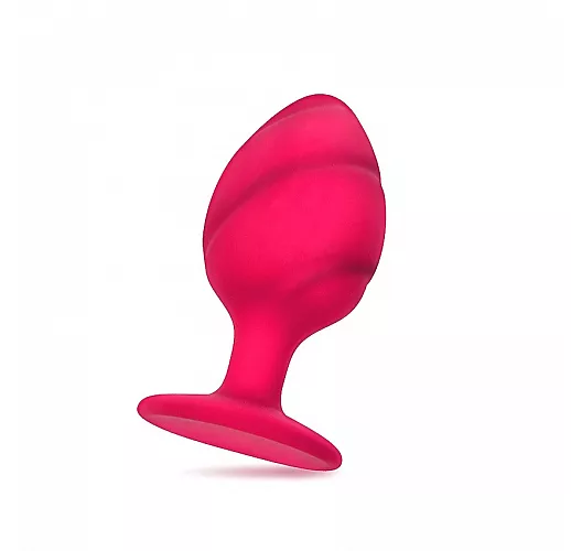 Розовая силиконовая анальная пробка Sexy Friend "Love Play" с фигурным рельефом - 7 см.