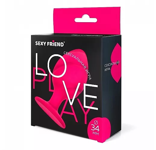 Розовая силиконовая анальная пробка Sexy Friend "Love Play" с фигурным рельефом - 7 см.