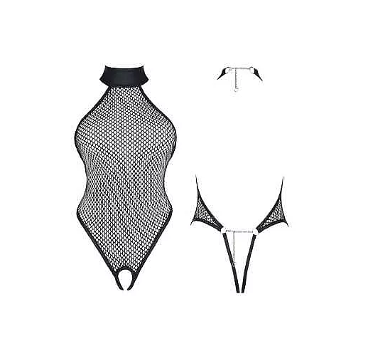 Боди Harmonia из сетки с доступом и металлическим декором M черный