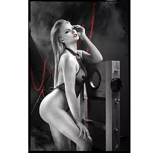 Боди Harmonia из сетки с доступом и металлическим декором L черный