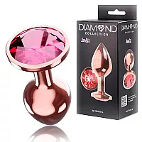 Большая анальная пробка Diamond "Ruby Shine 'L" «Розовое Золото» со стразом - 8,3 см. ⌀ 3,3 см.