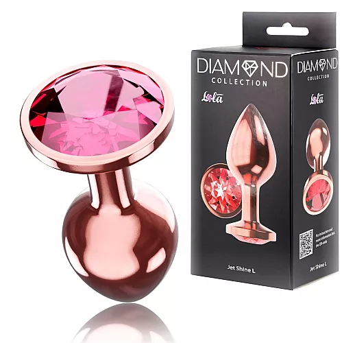 Большая анальная пробка Diamond "Ruby Shine 'L" «Розовое Золото» со стразом - 8,3 см. ⌀ 3,3 см.
