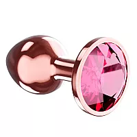 Большая анальная пробка Diamond "Ruby Shine 'L" «Розовое Золото» со стразом - 8,3 см. ⌀ 3,3 см.