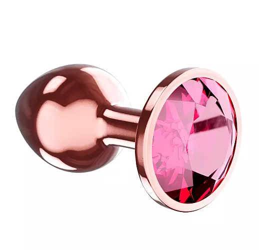 Большая анальная пробка Diamond "Ruby Shine 'L" «Розовое Золото» со стразом - 8,3 см. ⌀ 3,3 см.