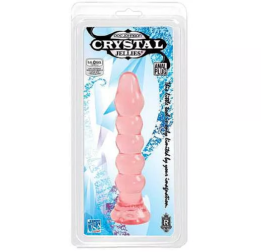 Анальная елочка из розового геля Crystal Jellies Anal Plug Bumps - 15,2 см.