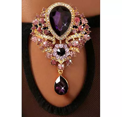 Роскошный комплект Rubino с богатым декором S-M фиолетовый с черным