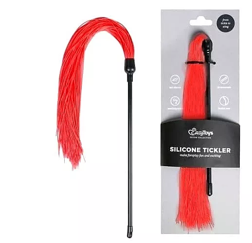 Плеть с красными силиконовыми хвостами Red Silicone Tickler - 45 см.