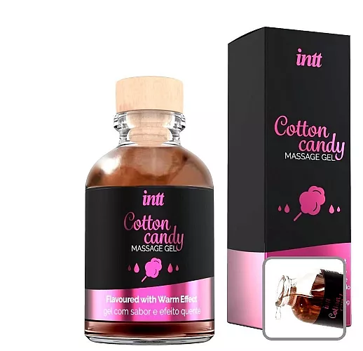 Съедобный массажный гель intt "Cotton Candy" со вкусом сахарной ваты и согревающим эффектом - 30 мл.