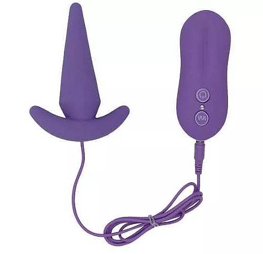 Фиолетовый анальный вибростимулятор Tower - 8,3 см.