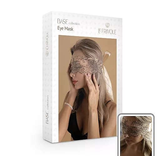 Роскошная кружевная маска экрю Le Frivole "Base" на атласных завязках