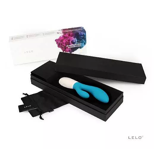 Вибромассажер с клиторальным стимулятором INA Wave Blue - 19,5 см.