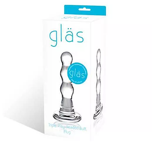 Блестящая прозрачная анальная елочка из стекла, 9 см