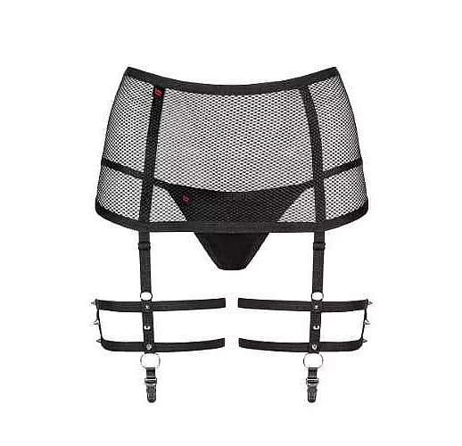 Чувственный пояс для чулок с гартерами L-XL черный