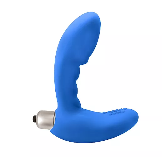 Классический силиконовый массажер простаты Wonder Touch Blue с 7 режимами вибрации - 12 см.