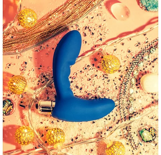 Классический силиконовый массажер простаты Wonder Touch Blue с 7 режимами вибрации - 12 см.