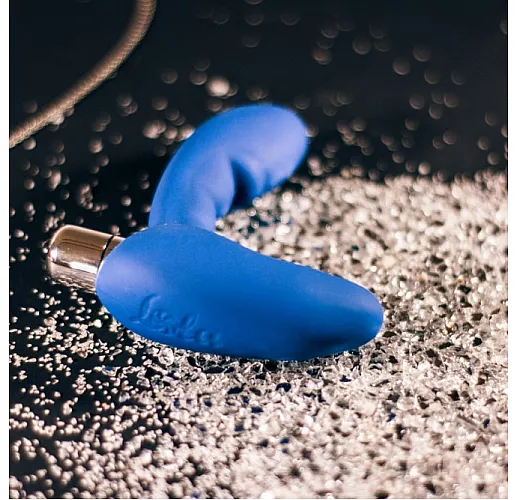 Классический силиконовый массажер простаты Wonder Touch Blue с 7 режимами вибрации - 12 см.