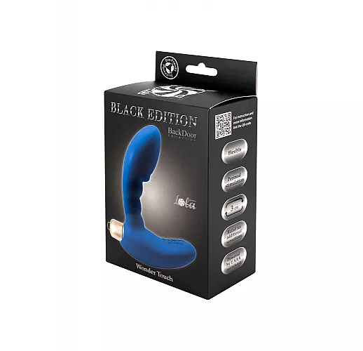 Классический силиконовый массажер простаты Wonder Touch Blue с 7 режимами вибрации - 12 см.