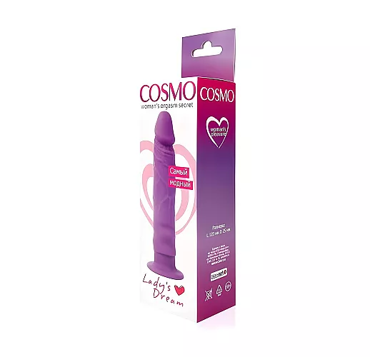 Фиолетовый силиконовый фаллоимитатор Cosmo Silicone на присоске - 12 см.