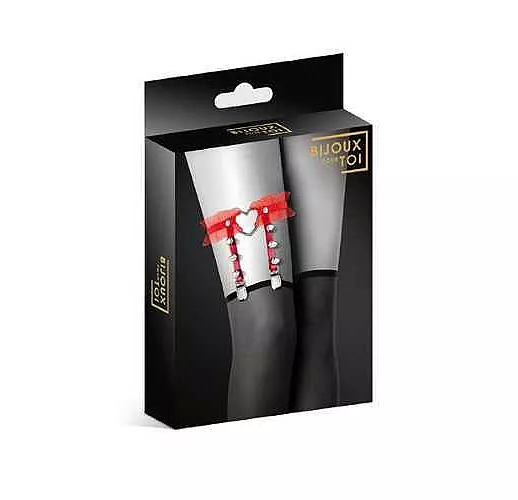 Красная подвязка с сердцем и шипами GARTER WITH HEART S-M-L