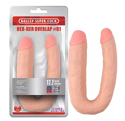 Двухсторонний фаллоимитатор Chisa "Her-Her Overlap # 01" телесного цвета