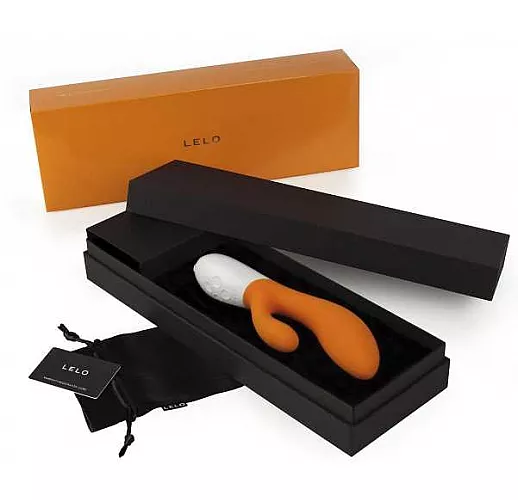 Вибромассажер Ina 2 оранжевого цвета - 20 см.