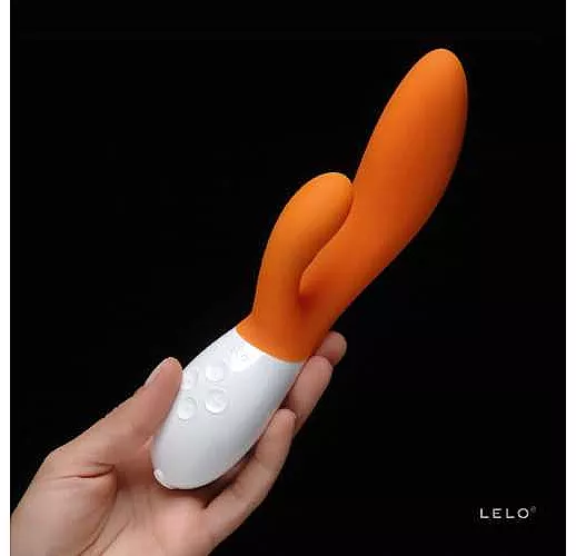 Вибромассажер Ina 2 оранжевого цвета - 20 см.