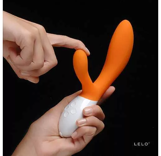 Вибромассажер Ina 2 оранжевого цвета - 20 см.