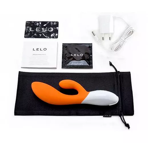 Вибромассажер Ina 2 оранжевого цвета - 20 см.