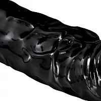 Внушительная чёрная насадка на член XR "Black Mamba" с рельефом для стимуляции и кольцом - 22,8 см.