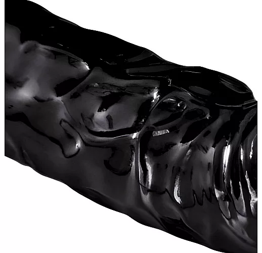 Внушительная чёрная насадка на член XR "Black Mamba" с рельефом для стимуляции и кольцом - 22,8 см.