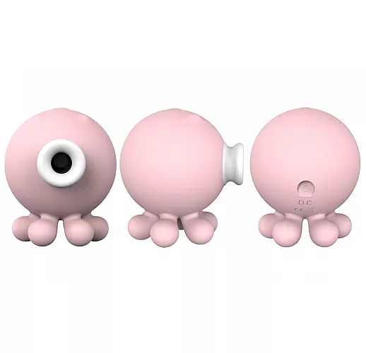 Нежно-розовый вакуумный клиторальный стимулятор-осьминог