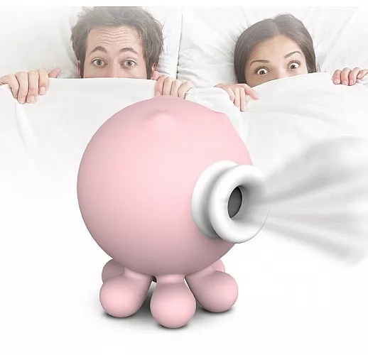 Нежно-розовый вакуумный клиторальный стимулятор-осьминог