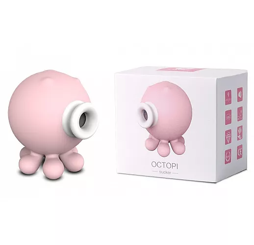 Нежно-розовый вакуумный клиторальный стимулятор-осьминог