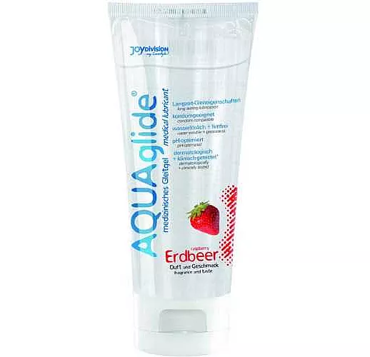 Гель-лубрикант на водной основе AQUAglide с ароматом клубники - 100 мл.